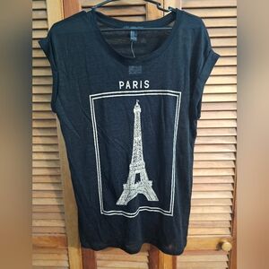Forever 21 Black Paris Eiffel Tower Tee NWT Size Medium